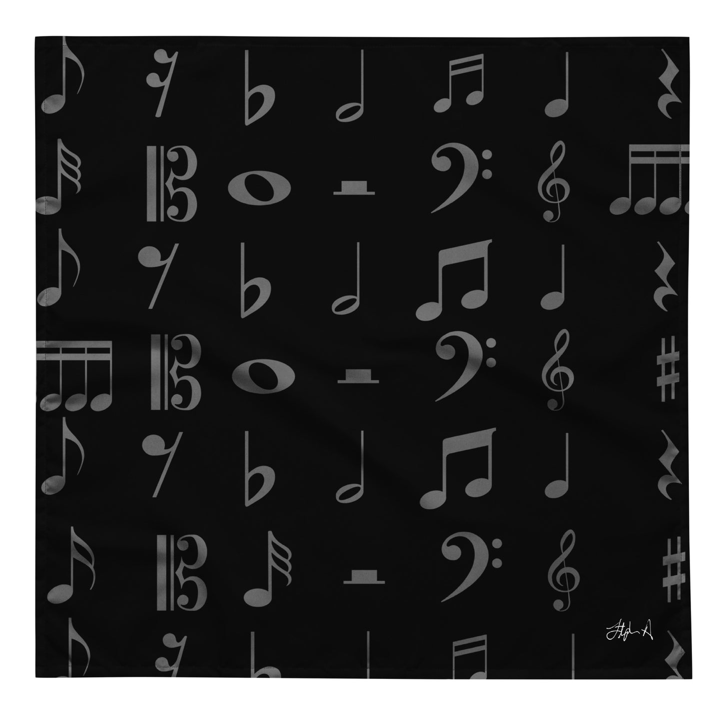 Musicial Note Print Black Bandana By Iamstephenallen