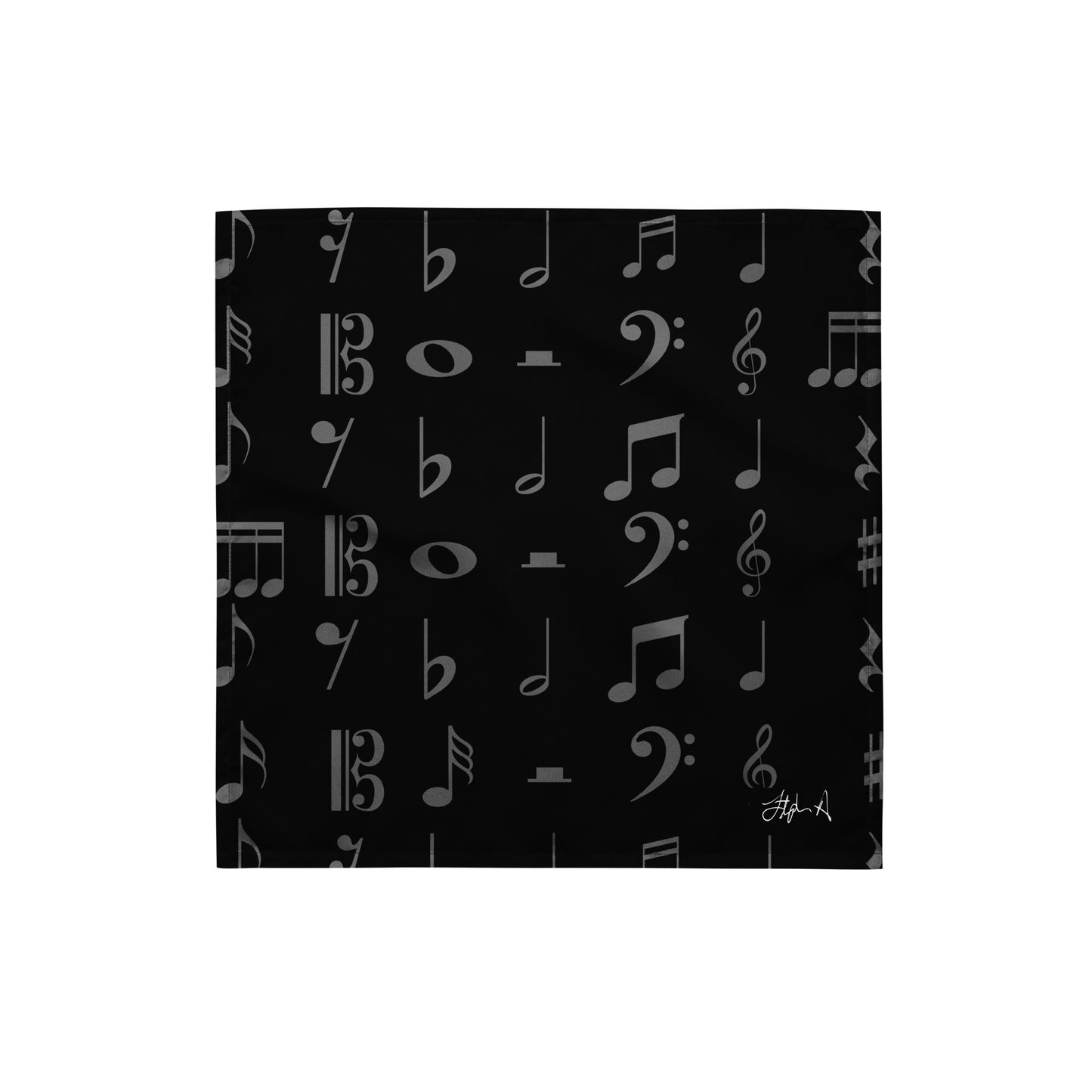 Musicial Note Print Black Bandana By Iamstephenallen
