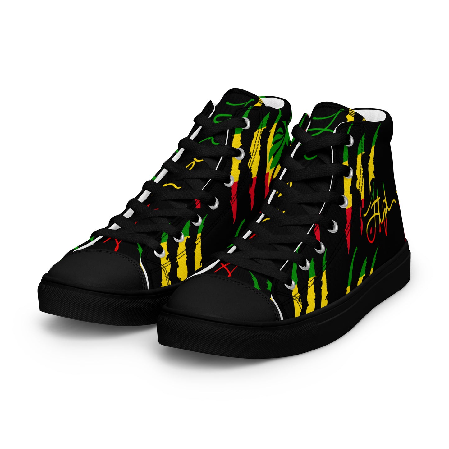 Red Gold and Green Women’s high top Signature shoes by Iamstephenallen